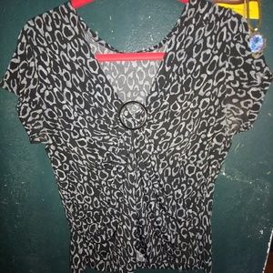 Black and grey leopard print dress shirt